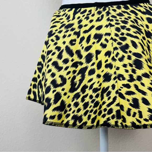 McEwan Studio Yellow & Black Leopard Print Triangle Top & Tie Skirt Rave Set - Picture 5 of 11